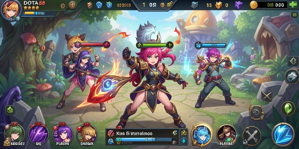 Screenshot gameplay DOTA88 menampilkan pertarungan karakter Anime yang seru.