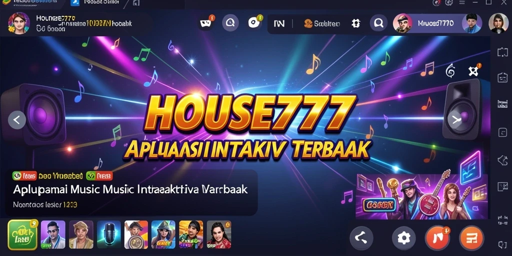 Tampilan gameplay interaktif dalam aplikasi HOUSE777 yang menampilkan musik dengan semangat.