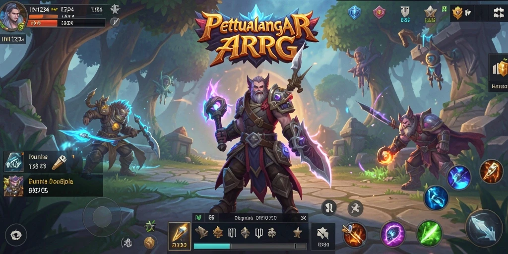 Screenshot IN1234 menampilkan pertarungan seru antara karakter dan monster.