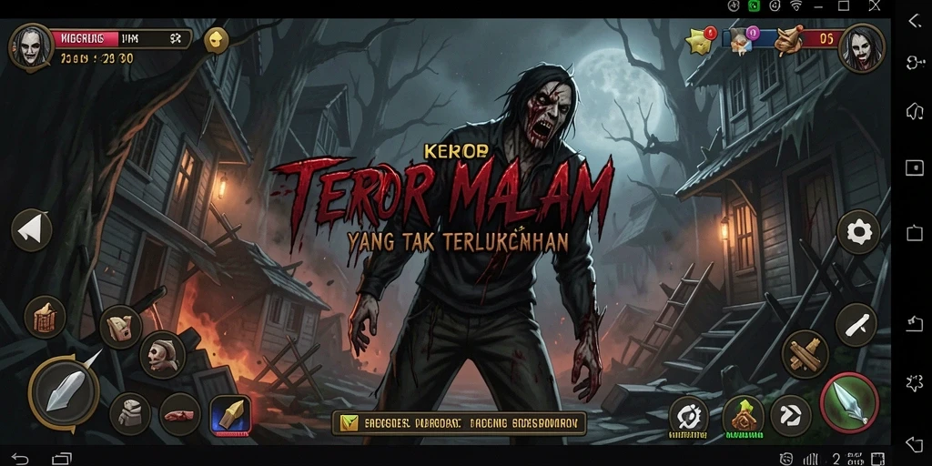 Screenshot menunjukkan gameplay menyeramkan dengan efek visual mencekam.