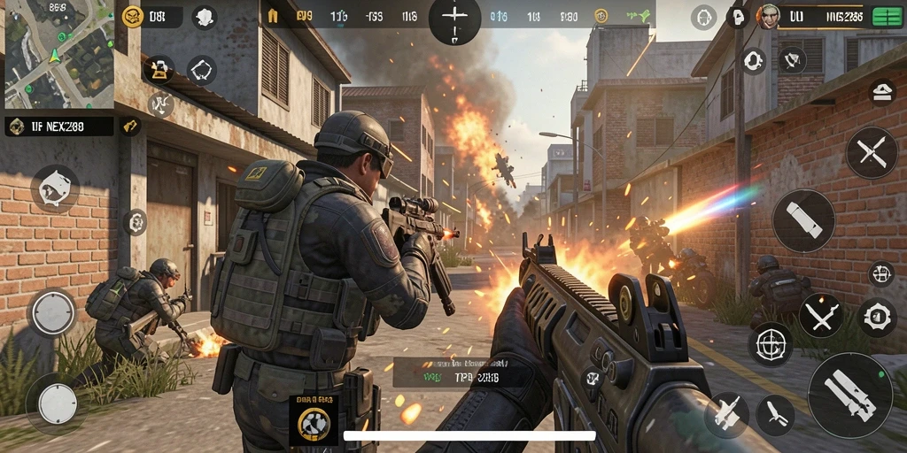 Tampilan gameplay seru NEX288 dalam aksi TPS.