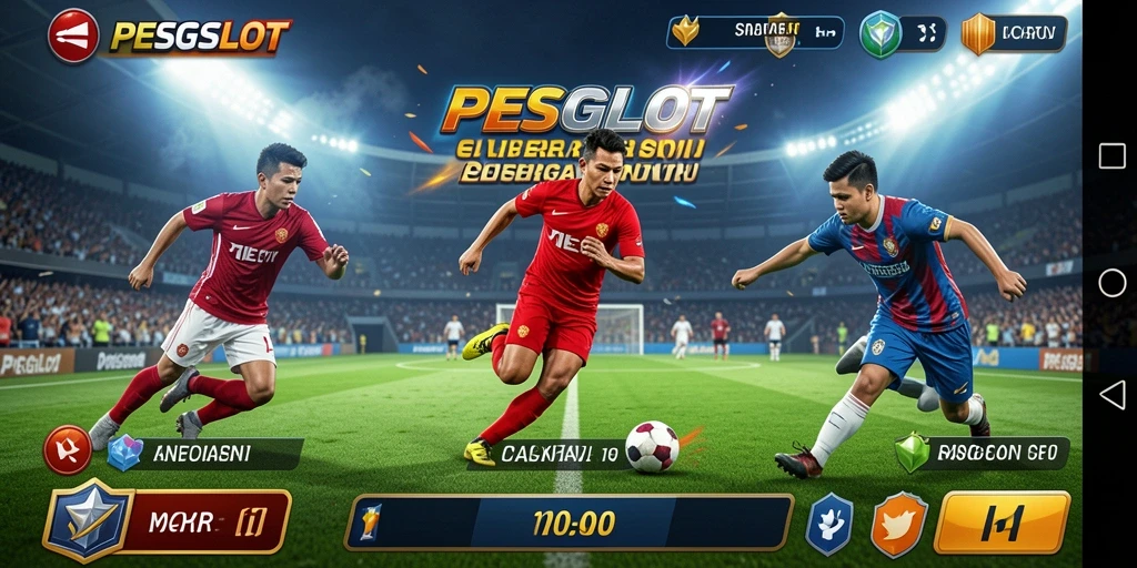 Screenshot PESGSLOT menampilkan aksi seru dalam permainan olahraga.